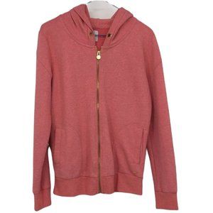 ONLY coral / salmon Ginley full zip hoodie gold metal accents Medium